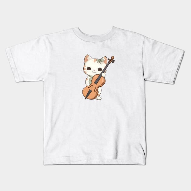 Cute Kitten Playing Violin Kids T-Shirt by Artifyio